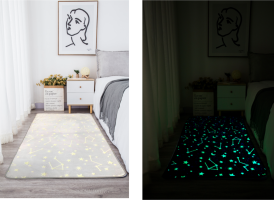 Svítící koberec Glow světle šedá 60x100 cm