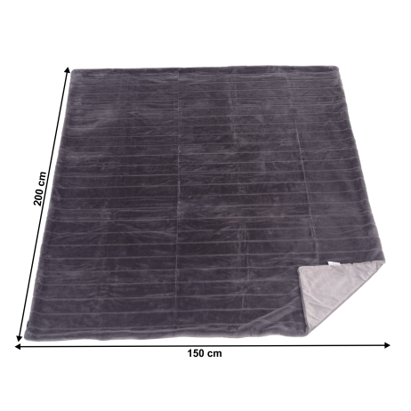Tmavě šedá plyšová deka s pruhy 150x200 cm