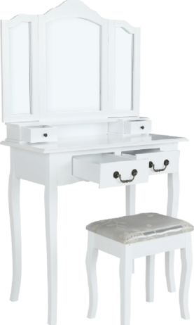 Toaletní stolek s taburetem Breezway, bílá