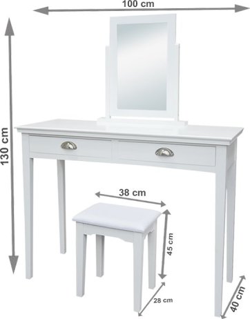 Toaletní stolek s taburetem Wryer, bílá