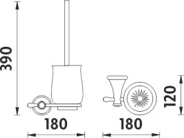 Toaletní WC kartáč LADA, staromosaz