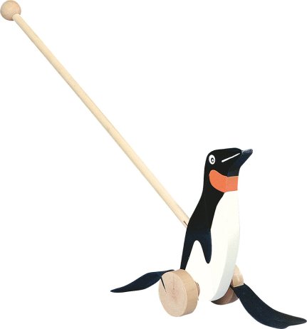 Dřevěný tučňák na tyči, černobílý