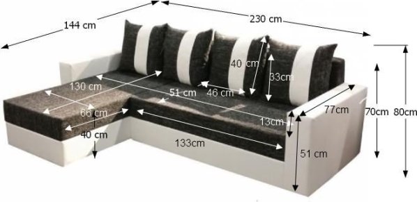 Univerzální látková sedací souprava TOBIAS, bílá / tmavě šedá