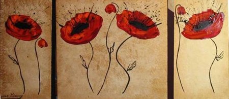 Vícedílné obrazy - Červené květy