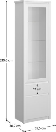 Bílá vitrína DINOR 1D1W1S