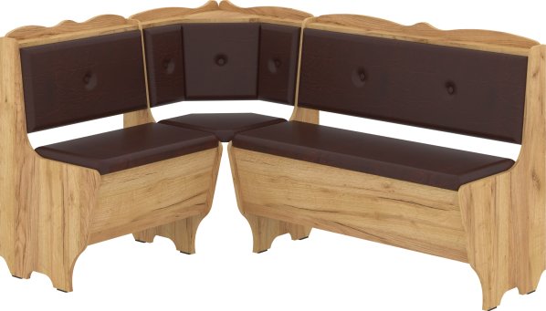 Rohová lavice LORD wenge, koženka - hnědá