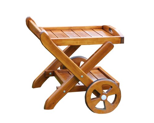 Zahradní dřevěný servírovací vozík