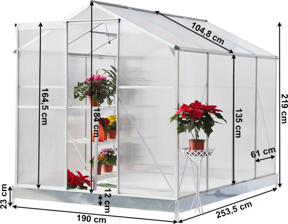 Zahradní skleník Porceno 190x253x219cm