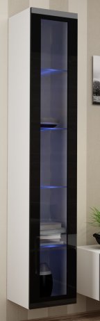 Závěsná vitrína Vigo 180, bílá/černý lesk