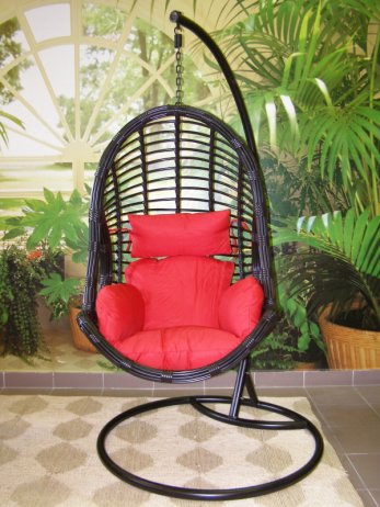 Závěsné relaxační křeslo DARA - červený sedák