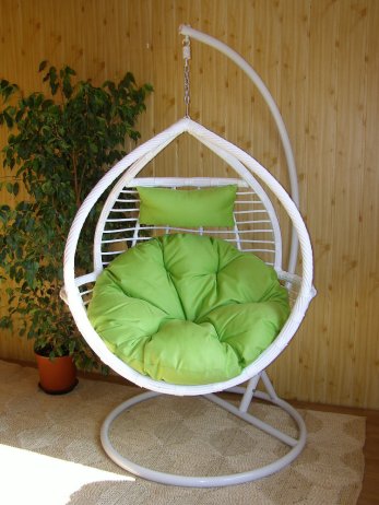 Závěsné relaxační křeslo WHITE - zelený sedák