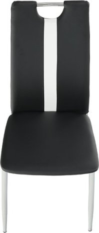 Jídelní židle, černá / bílá ekokůže + chrom nohy, SIGNA
