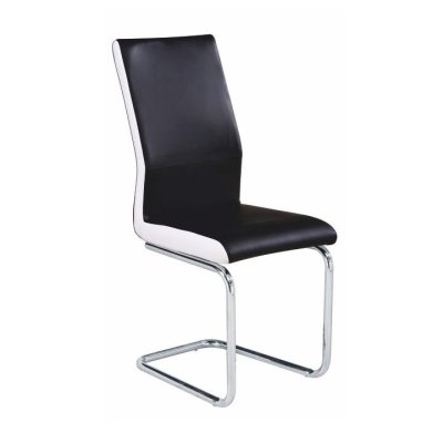 Jídelní židle NEANA, ekokůže černá / bílá + chrom