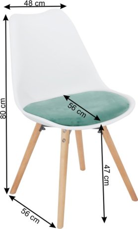 Jídelní židle Leitch, bílá / mentolová