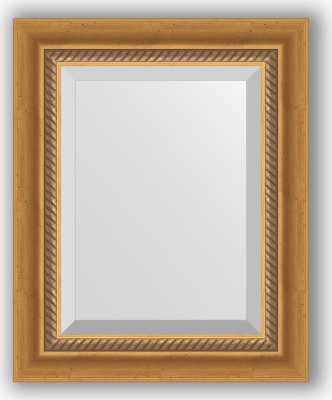 Zrcadlo s fazetou, patinované zlato s krouceným detailem