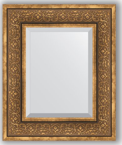 Zrcadlo s fazetou v rámu, bronzový monogram