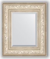 Zrcadlo s fazetou v rámu, stříbrný ornament, 60x80CM