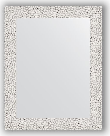 Zrcadlo v rámu, stříbrobílý tepaný reliéf, 51x71 cm